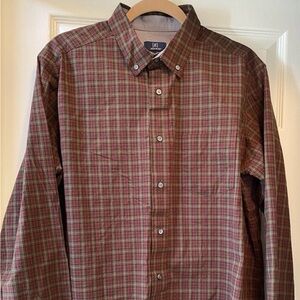 G GEORGE Men’s Classic Button Down Plaid Shirt-Large 42-44”